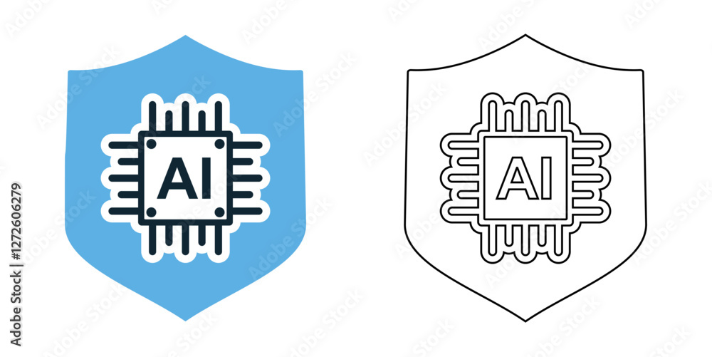 Poster ai secured icon vector with a modern and tech inspired design. perfect for artificial intelligence, 