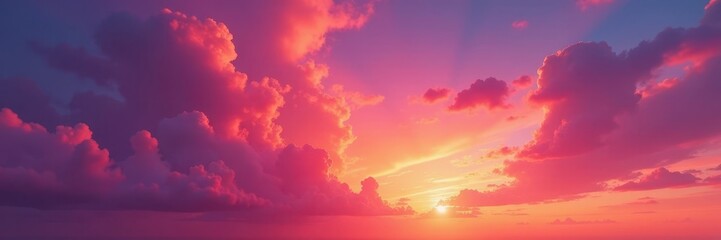 Vibrant hues paint the sky, fiery oranges and deep purples blend seamlessly , atmosphere, view