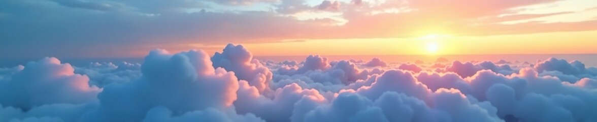 Obraz premium Soft clouds float above serene blue sky at sunset, color, sky, colored clouds