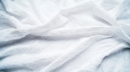 Obraz premium Textured White Fabric Crumpled Cloth Draped Textile Abstract Background Soft Surface