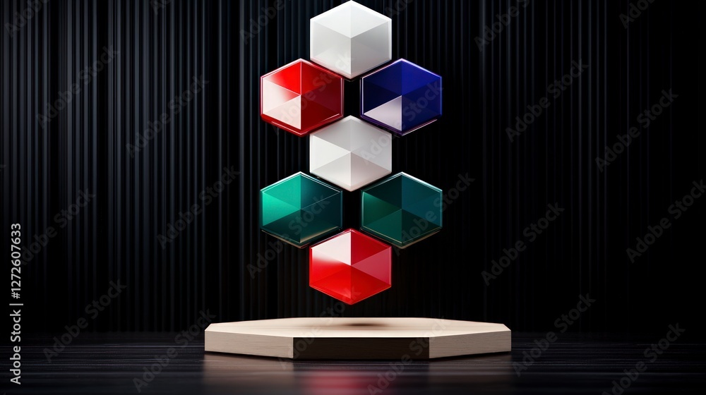 Poster abstract hexagon background geometric shapes minimalist design 3d render