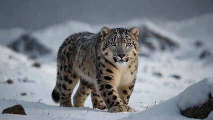 leopard in snow