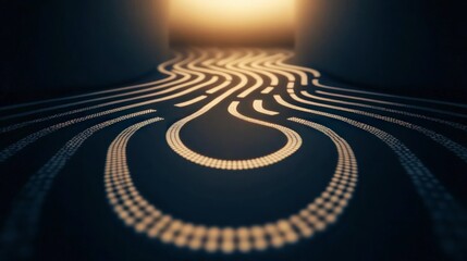 Obraz premium Abstract Data Stream Digital Flow Network Technology Circuit Board Binary Code Dots