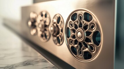 Elegant Brushed Metal Panel with Intricate Floral Design   Decorative Vents