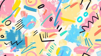 pastel marker painting seamless pattern abstract background in colorful bright vivid tone, freedom fun liberal concept, doodle pattern grungy artistic design