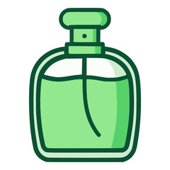 green perfume bottle beauty flat color vector illustration template design