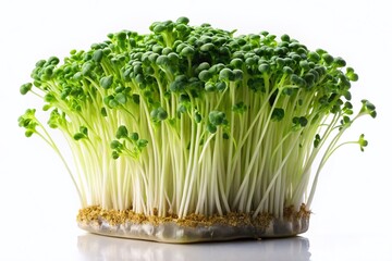 Silhouette of Fresh Broccoli Sprouts Isolated on White Background - High-Res Stock Photo