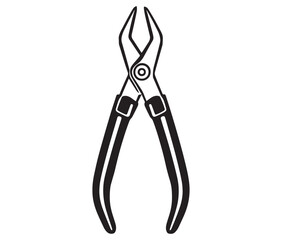 Silhouette pliers isolated on white background, Vector illustration of a wire cutter – a must-have repair tool