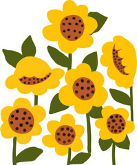 Colourful flower hand drawn watercolour illustration clipart and vector with isolated white background	