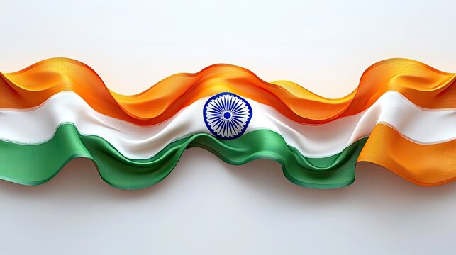 Waving Indian flag, white background, design element
