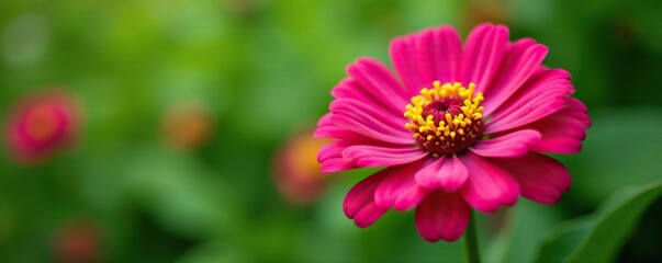 In-depth look at the intricate details of Zinnia elegans flowers, Zinnia elegans, summer, green