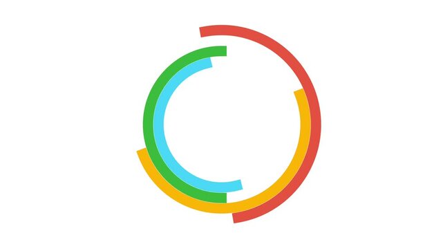 Colorful circles spinning animation on a white background