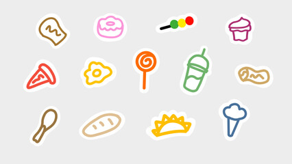 Food graphic sticker style with colorful vector style