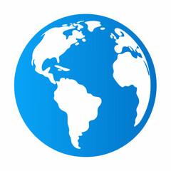 Earth globe blue and white. Flat planet Earth icon. Vector on white background.