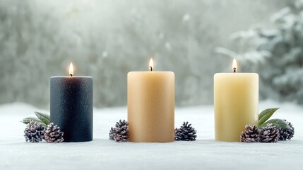 Winter Candles in Snow