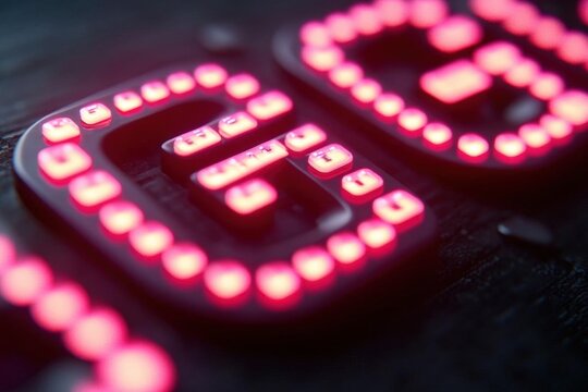 Close Up View Of Glowing Pink Led Display Numbers
