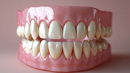Obraz premium Dental smile showcase naturally white teeth model bright studio medical photography close-up perspective oral health concept