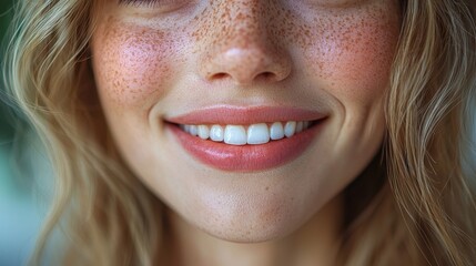 Playful woman's smile with uneven teeth bright background portrait natural light dental happiness
