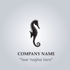 Sea horse logo company black and white vector illustration