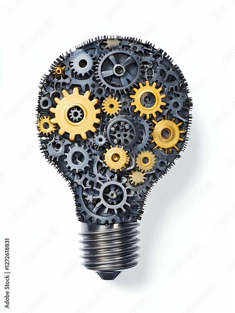 Leinwandbilder creative concept of a light bulb filled with gears and cogs representing innovation : generative ai