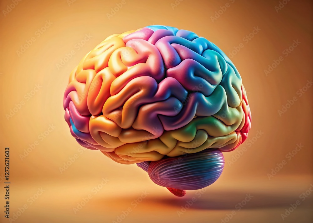 Poster smart brainpower: conceptual image of a large brain, right composition with copy space
