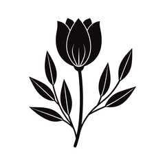 black and white tulip flower vector illustration