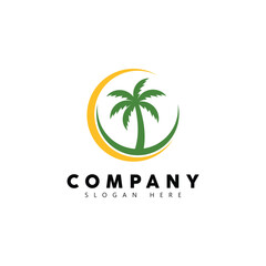 Palm tree summer logo template vector illustration