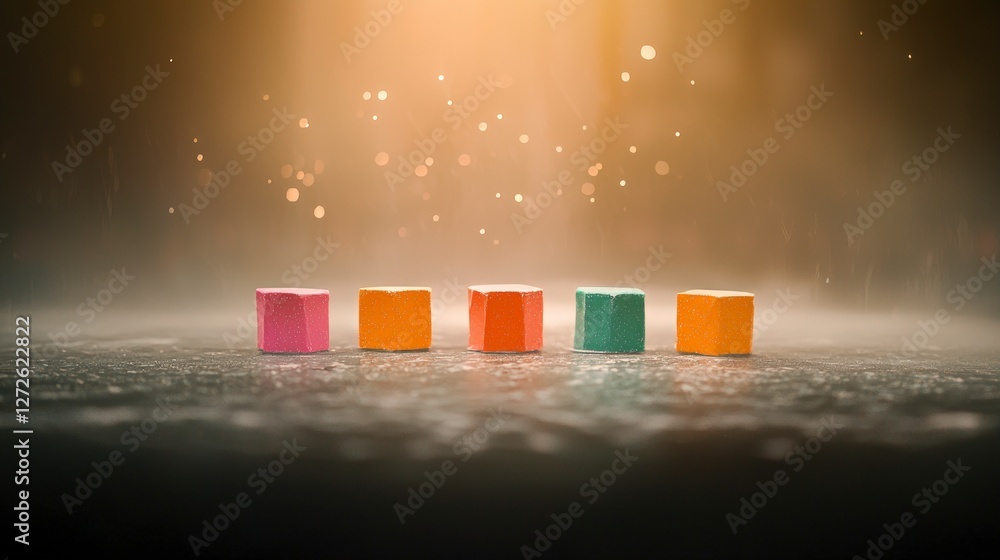 Aufkleber abstract geometric hexagon shapes colorful blocks minimalist background