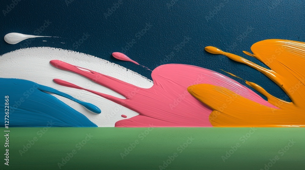 Poster abstract colorful paint drips artistic swirls texture and background