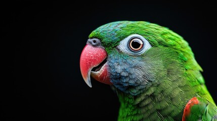 Naklejka premium Close-up Parrot Profile Against Black Background