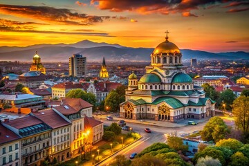 Fototapeta premium Sofia Bulgaria: High-Resolution Panoramic Cityscape with Sharp Focus