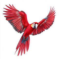 Obraz premium Scarlet Macaw in Flight A Detailed Watercolor Illustration