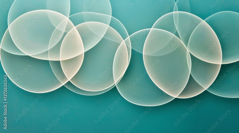 Aufkleber abstract teal background overlapping circles soft light tranquil design