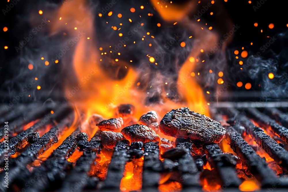 Poster abstract background with fire and bokeh effect. design element.