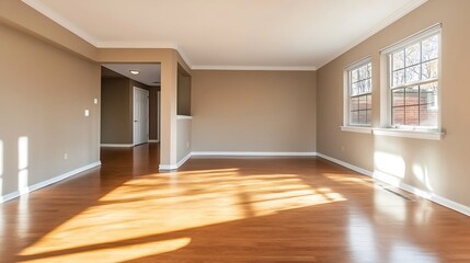 Fototapeta premium Bright and Spacious Living Room with Natural Light Streaming Through Windows : Generative AI