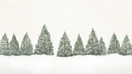 Obraz premium Winter Forest Scene with Christmas Lights