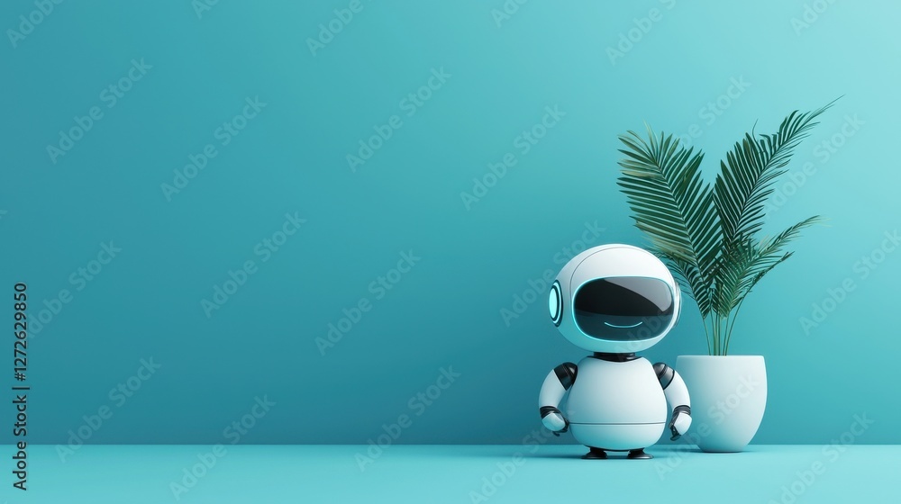 Aufkleber ai robot assistant welcomes guests at smart home internet automation environment friendly interactio