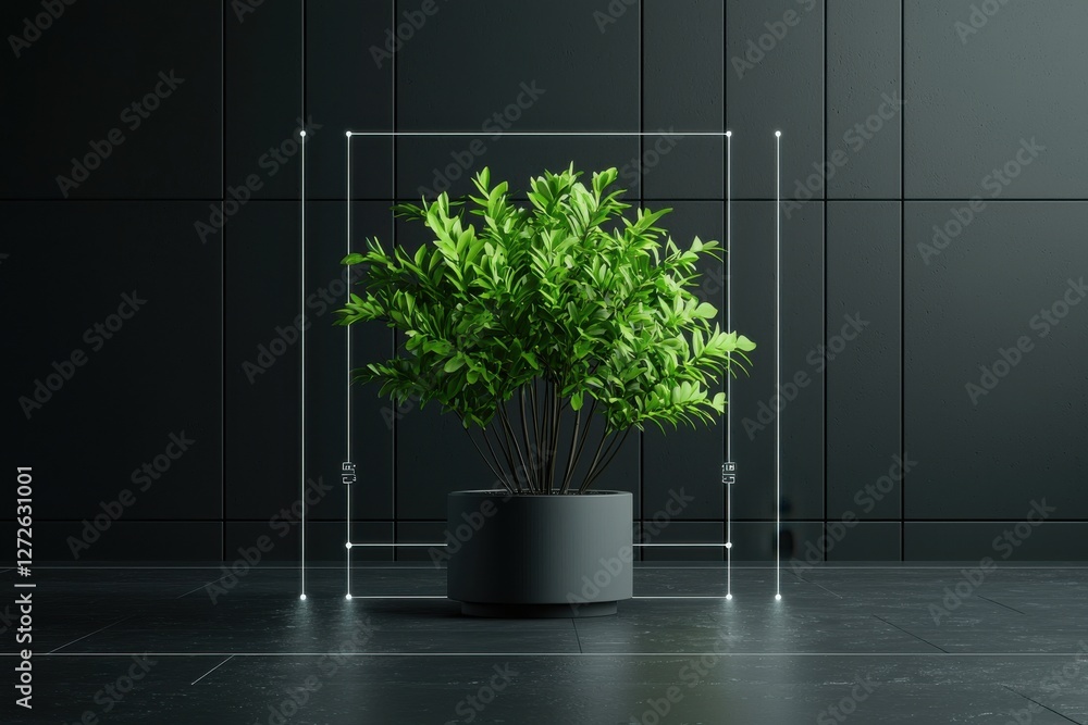 Poster automated smart home garden outdoor space system overview modern environment tech-driven concept