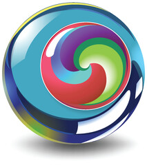 Colorful Swirl in Glossy Sphere