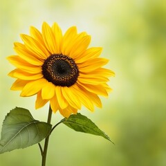 Obraz premium Vibrant sunflower blooming against a soft green background in nature (1)