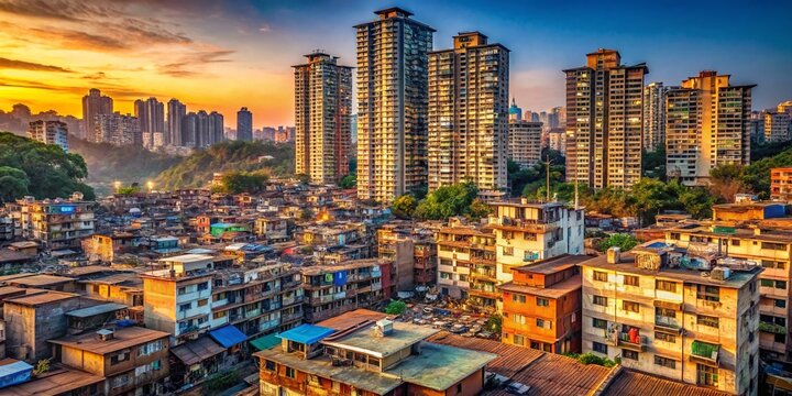 Stark Contrast: Wealth Disparity in Urban Landscape