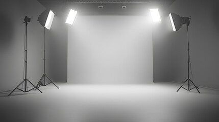 Professional Studio Lighting Setup with Bright Spotlights