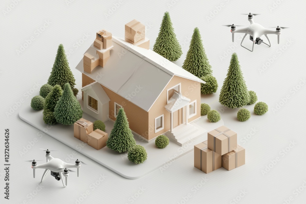 Poster drone delivery in smart homes an innovative look at automation and digital content in modern residen