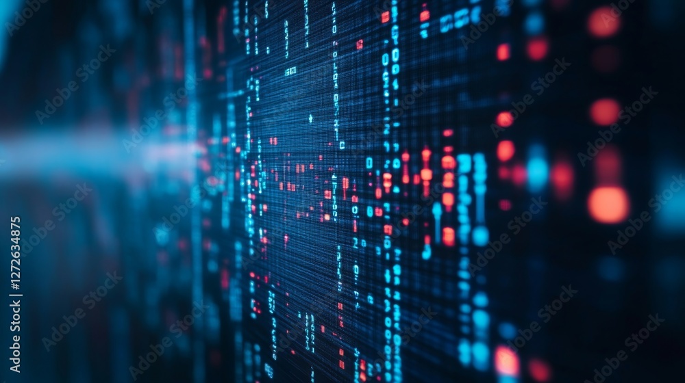 Aufkleber abstract digital data stream: cyberspace matrix visualization