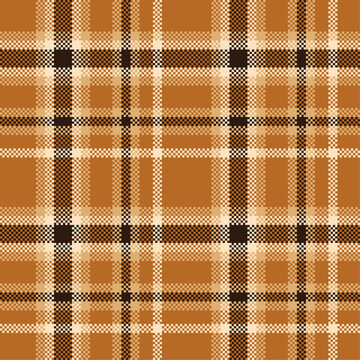 Autumn retro brown plaid repeating pattern design. Gingham tartan seamless geometric pattern Vector illustraion for textile.