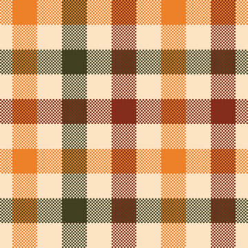 Gingham checkered brown plaid square background seamless pattern.Vector illustraion for background.