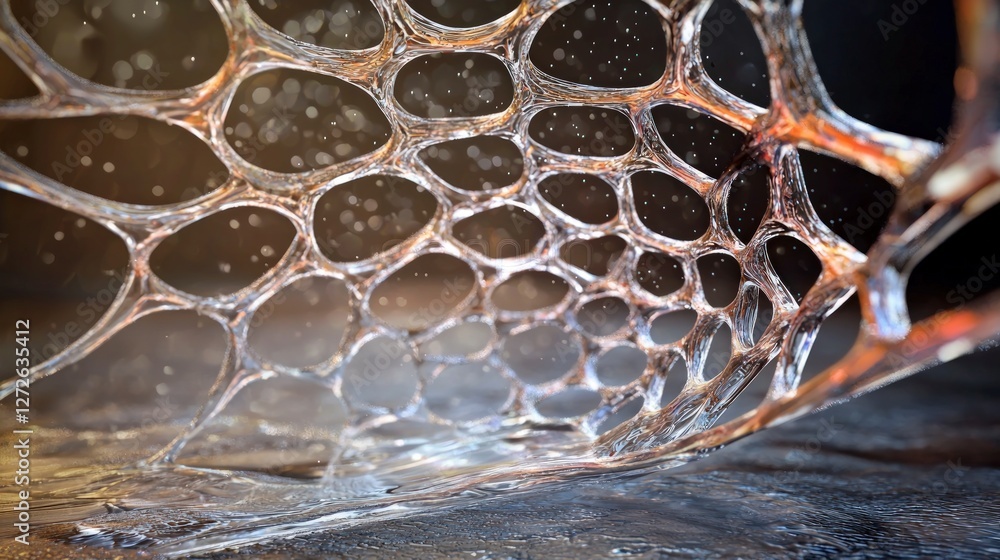 Poster abstract 3d render intricate water caustics shimmering surface network structure organ