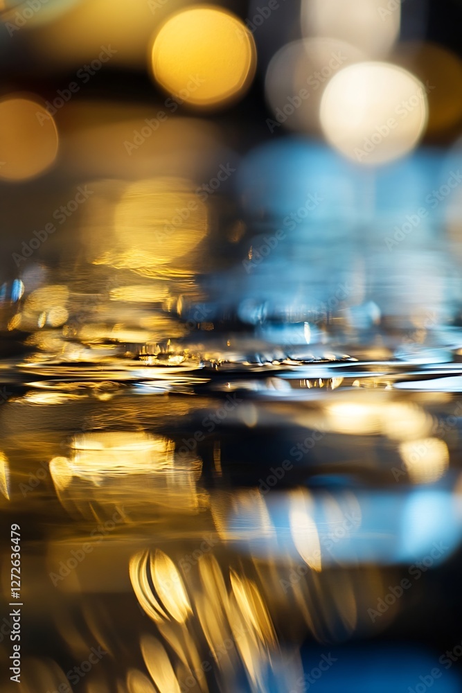 Aufkleber Artistic Abstract Water Texture with Bokeh Lights : Generative AI