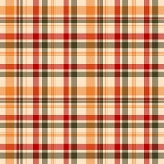 Autumn plaid motif stripe pattern. Seamless vector illustraion for background.