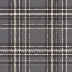 Seamless grey classic plaid fabric texture pattern. Vector illustraion for background textile design.